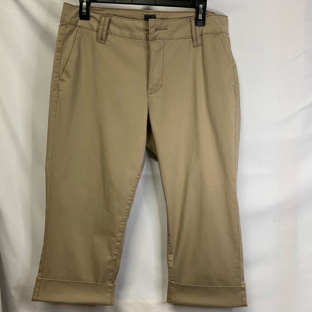Jag Woman's  Pants 14P Wide Hem Capri Crop Slim fit Zip Button Front
